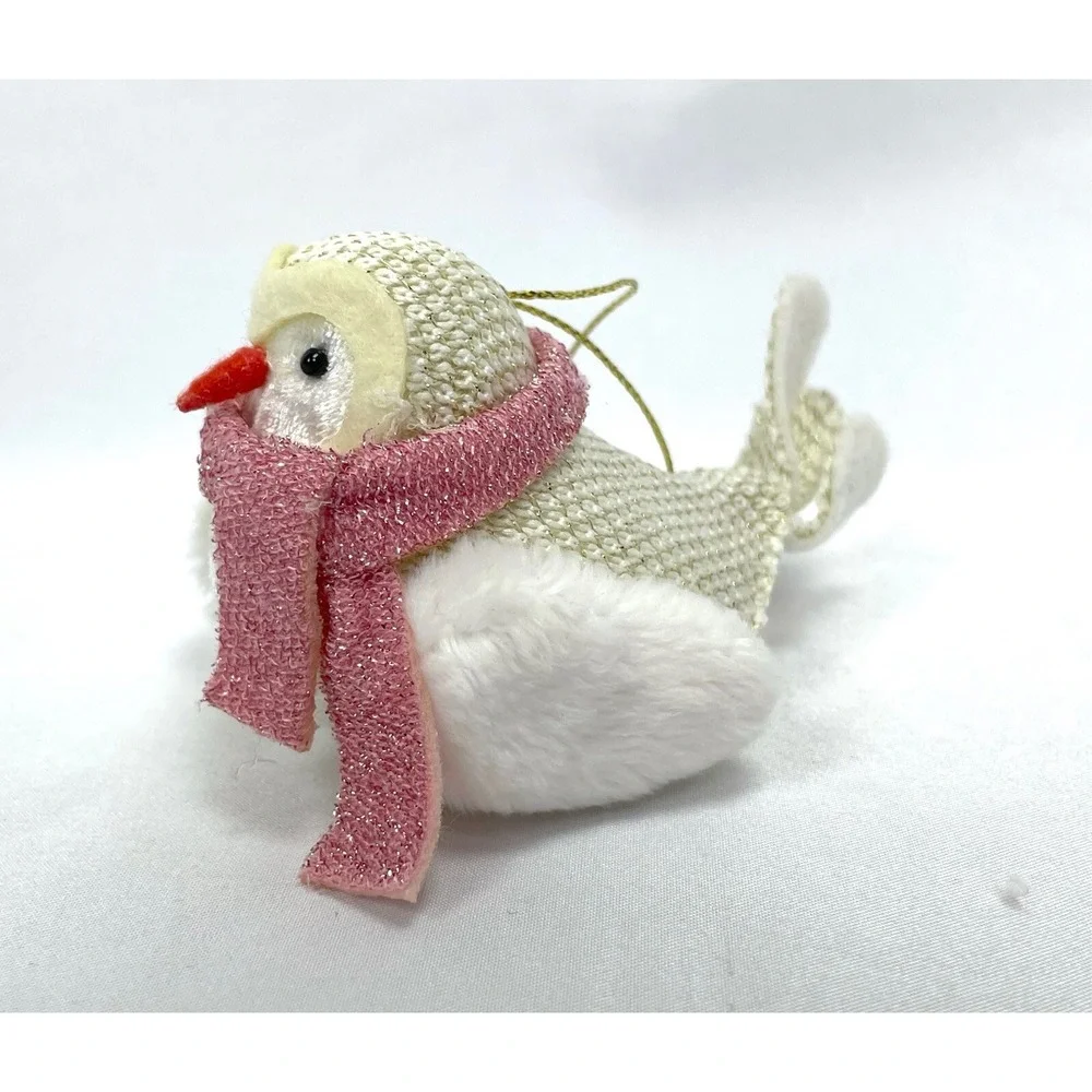 Wondershop Featherly Friends Bird Ornaments Rose Zinny Pink Scarf Faux Fur